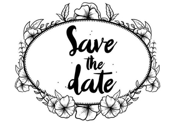 Hand Darwn Pansy Save The Date Invitation Vector - vector gratuit #394243